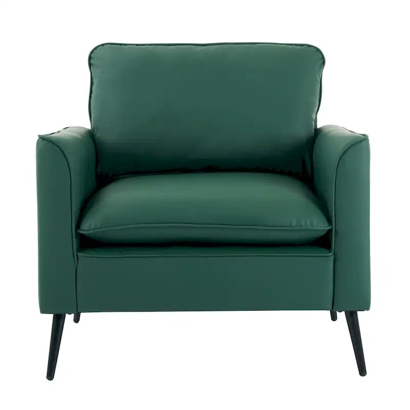 Fauteuil d'appoint moderne vert avec coussins lombaires
