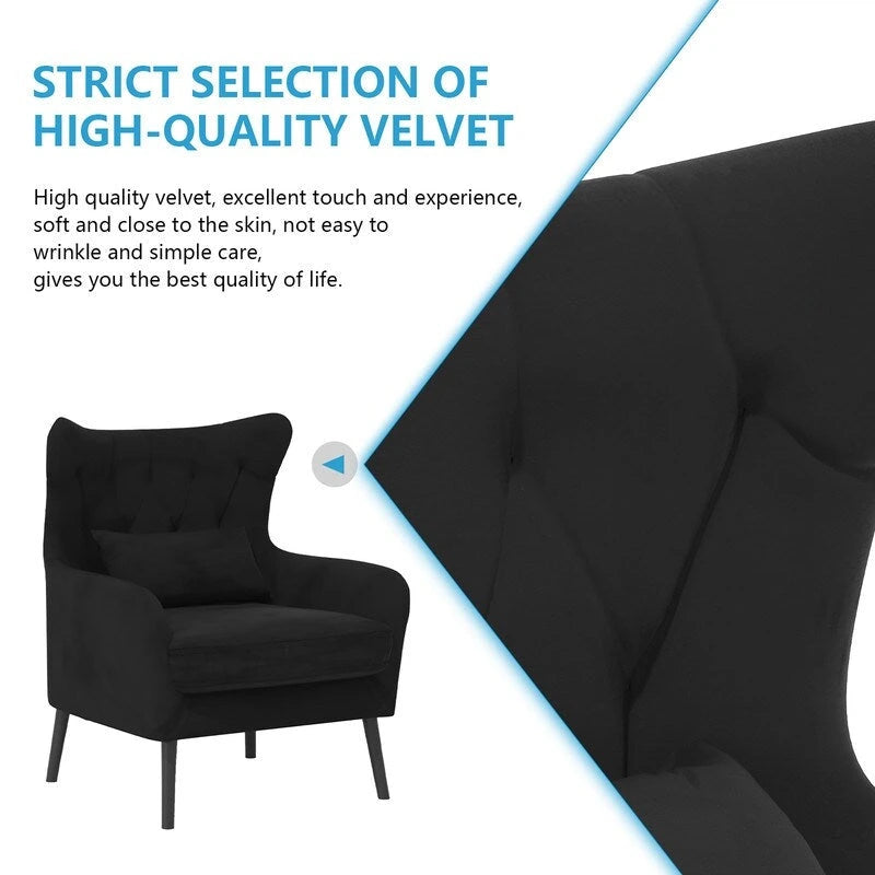 Fauteuil d'appoint en velours, rembourré, coussin épais et confortable pour le salon