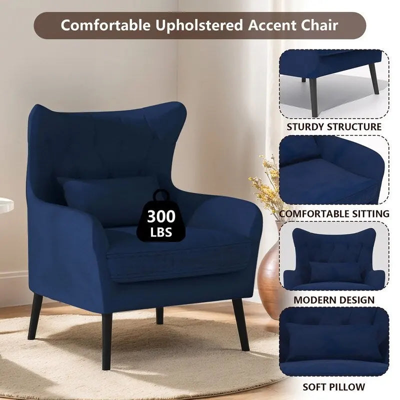 Fauteuil d'appoint en velours, rembourré, coussin épais et confortable pour le salon