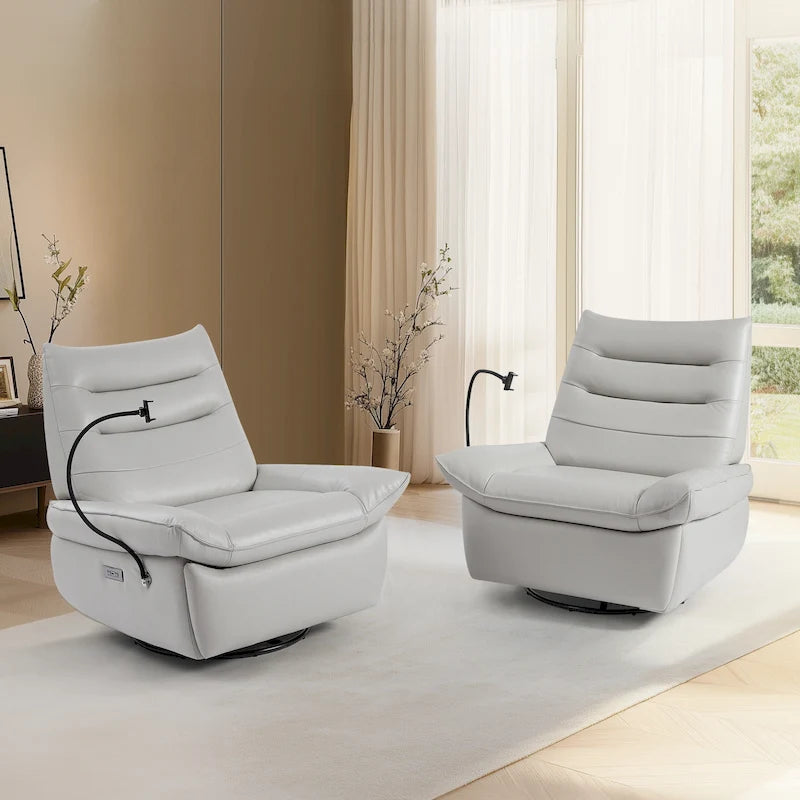 Fauteuil relax électrique en cuir capitonné pour salon
