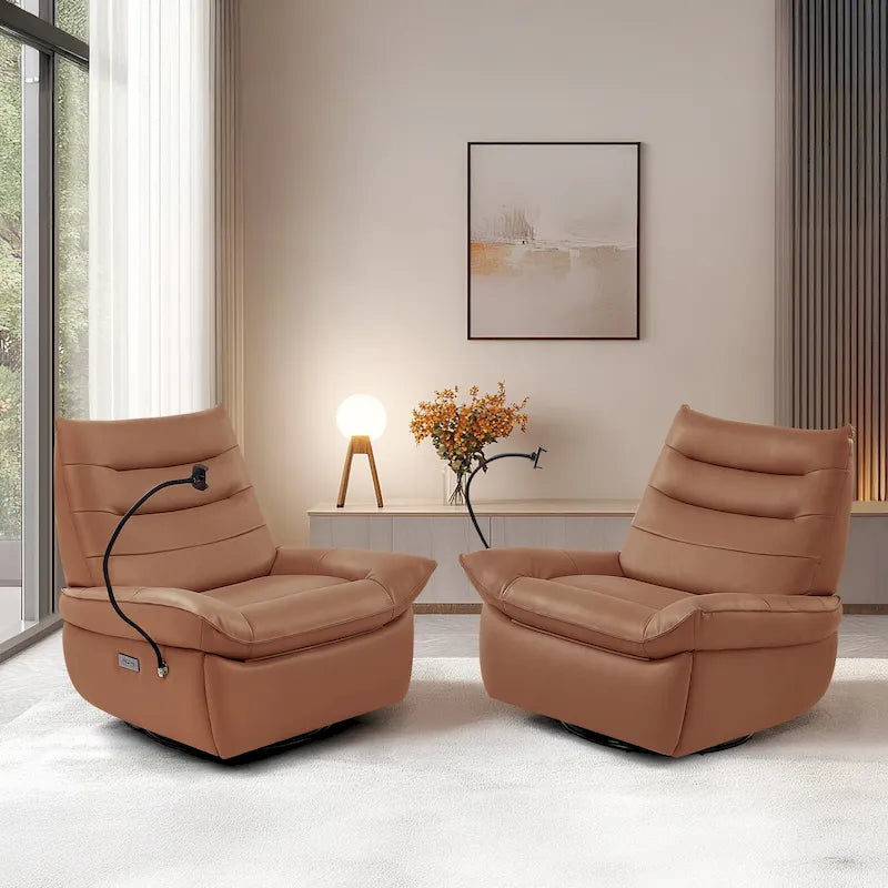 Fauteuil relax électrique en cuir capitonné pour salon