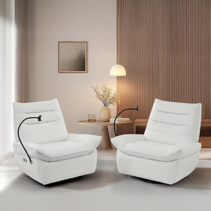 Fauteuil relax électrique en cuir capitonné pour salon