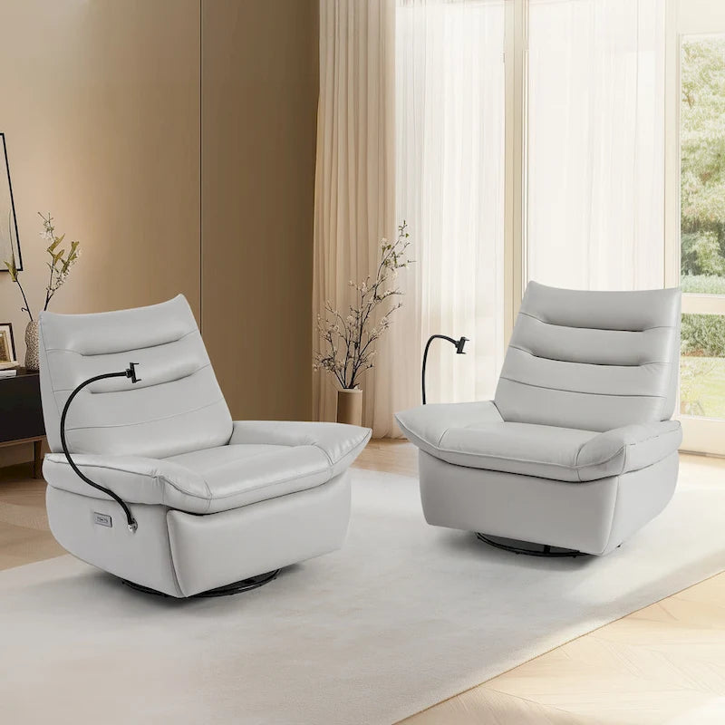 Fauteuil relax électrique en cuir capitonné pour salon