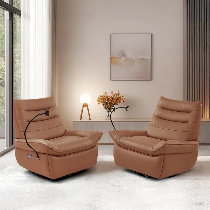 Fauteuil relax électrique en cuir capitonné pour salon