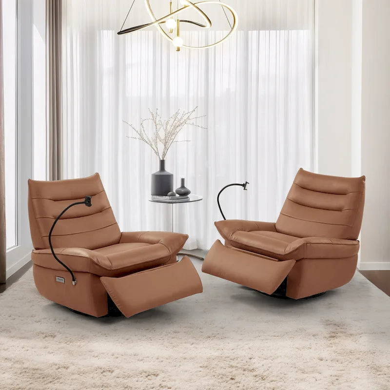 Fauteuil relax électrique en cuir capitonné pour salon