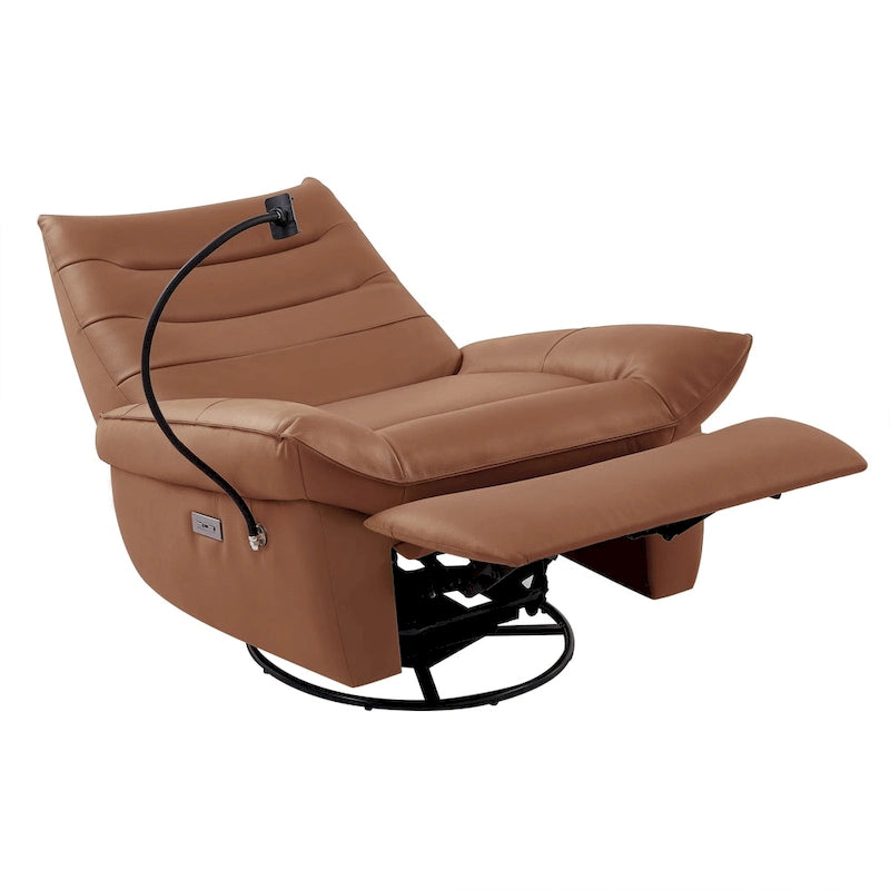 Fauteuil relax électrique en cuir capitonné pour salon