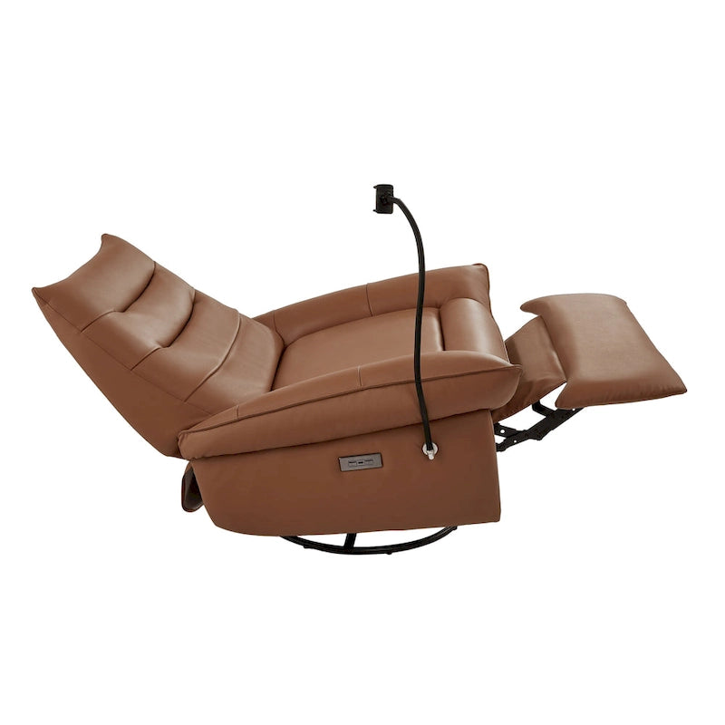 Fauteuil relax électrique en cuir capitonné pour salon