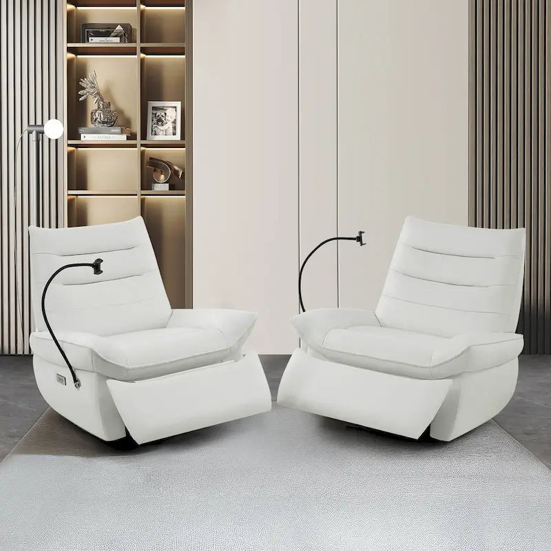 Fauteuil relax électrique en cuir capitonné pour salon