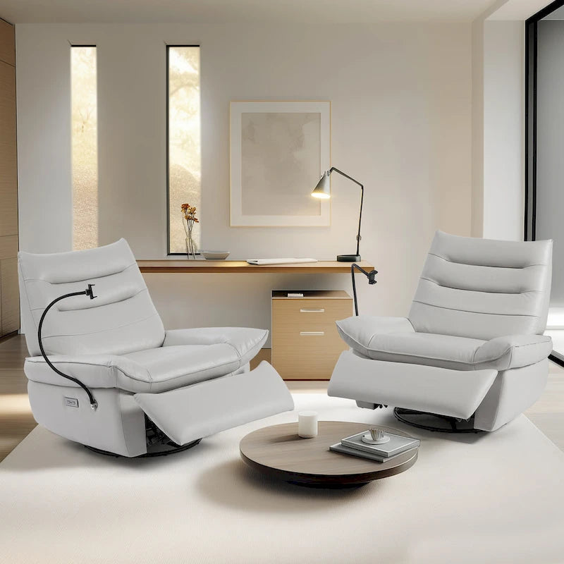 Fauteuil relax électrique en cuir capitonné pour salon