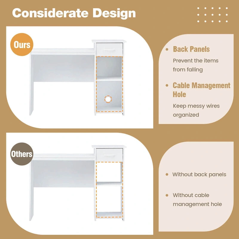 Bureau d'ordinateur avec tiroirs Coiffeuse