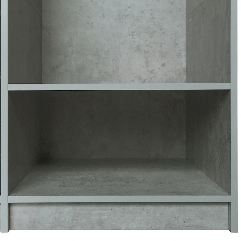 Armoire-penderie ouverte, armoire avec 2 tringles et 3 tiroirs, armoire de rangement en bois