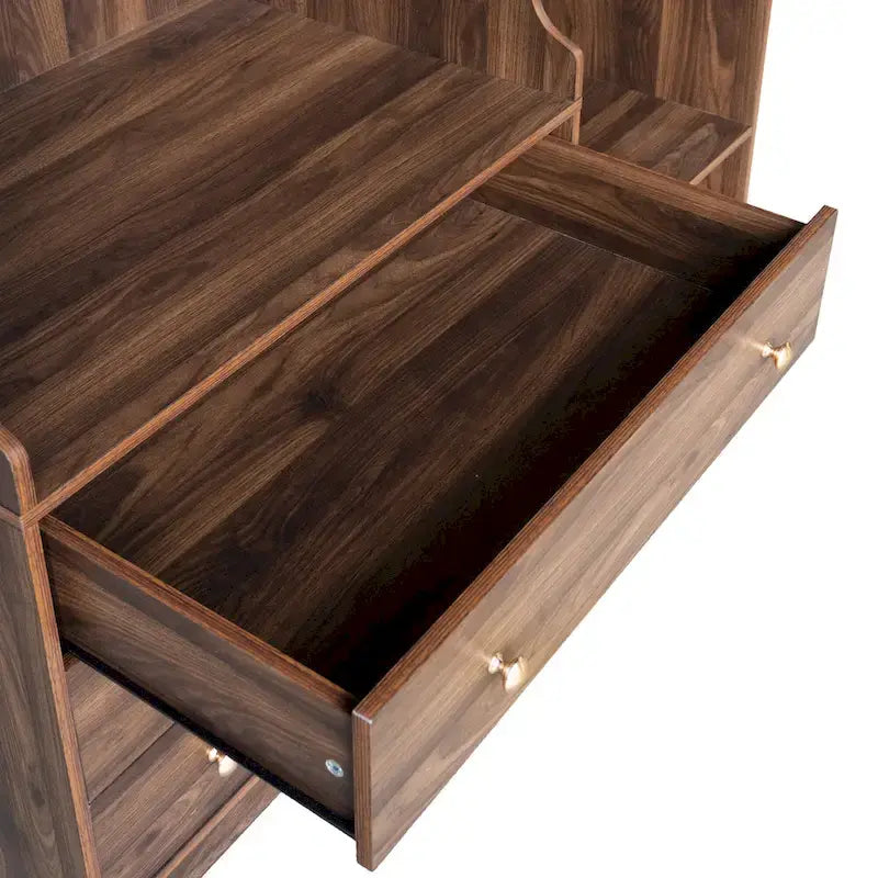 Armoire-penderie ouverte, armoire avec 2 tringles et 3 tiroirs, armoire de rangement en bois