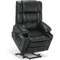Fauteuil inclinable releveur électrique à deux moteurs avec massage et chauffage pour personnes âgées de grande taille, similicuir