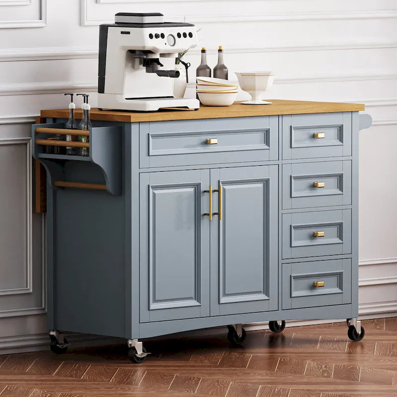 Îlot de cuisine 52" avec comptoir rabattable et placard (tabouret non inclus)