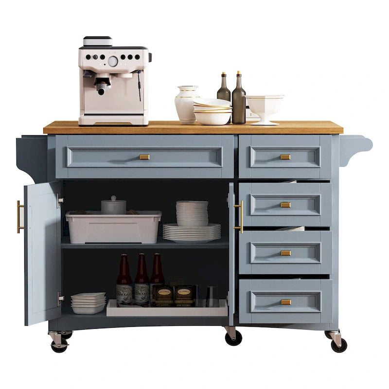 Îlot de cuisine 52" avec comptoir rabattable et placard (tabouret non inclus)