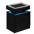 Table de chevet LED avec station de recharge, table de chevet flottante avec tiroirs et lumières RVB