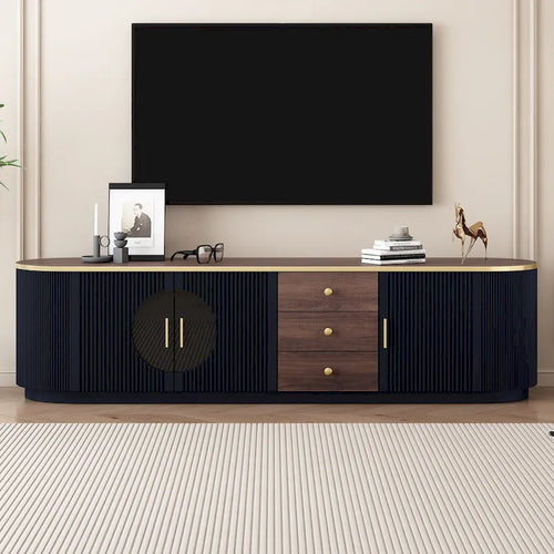 70.8 Modern Minimalist TV Stand for TVs up to 80 Inches, Entertainment Center with 3 Drawers and 1 Shelf Metal Handles