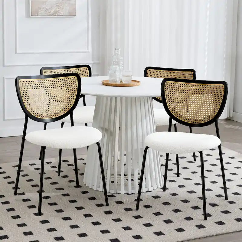 Lot de 2 chaises de salle à manger en rotin tapissées de tissu - 81 cm H x 47,5 cm L x 54,6 cm P