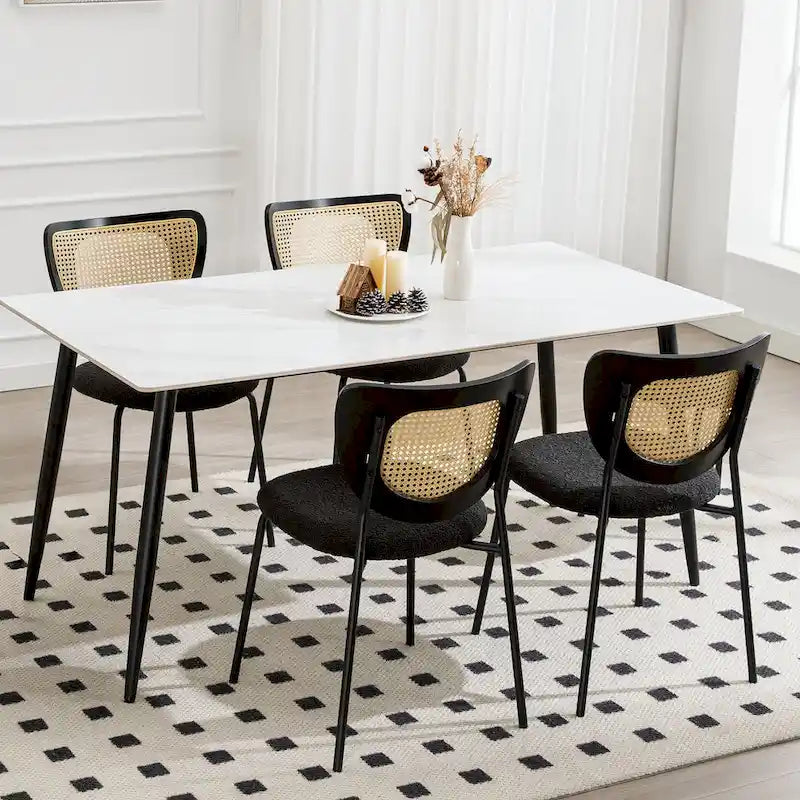 Lot de 2 chaises de salle à manger en rotin tapissées de tissu - 81 cm H x 47,5 cm L x 54,6 cm P