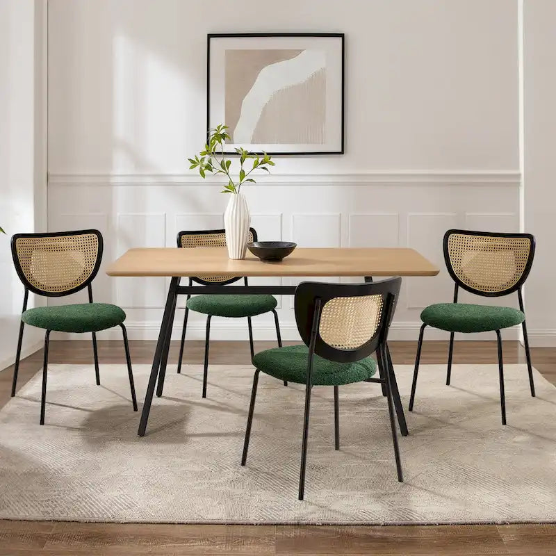 Lot de 2 chaises de salle à manger en rotin tapissées de tissu - 81 cm H x 47,5 cm L x 54,6 cm P