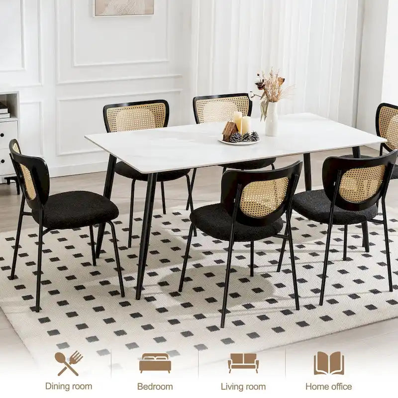 Lot de 2 chaises de salle à manger en rotin tapissées de tissu - 81 cm H x 47,5 cm L x 54,6 cm P