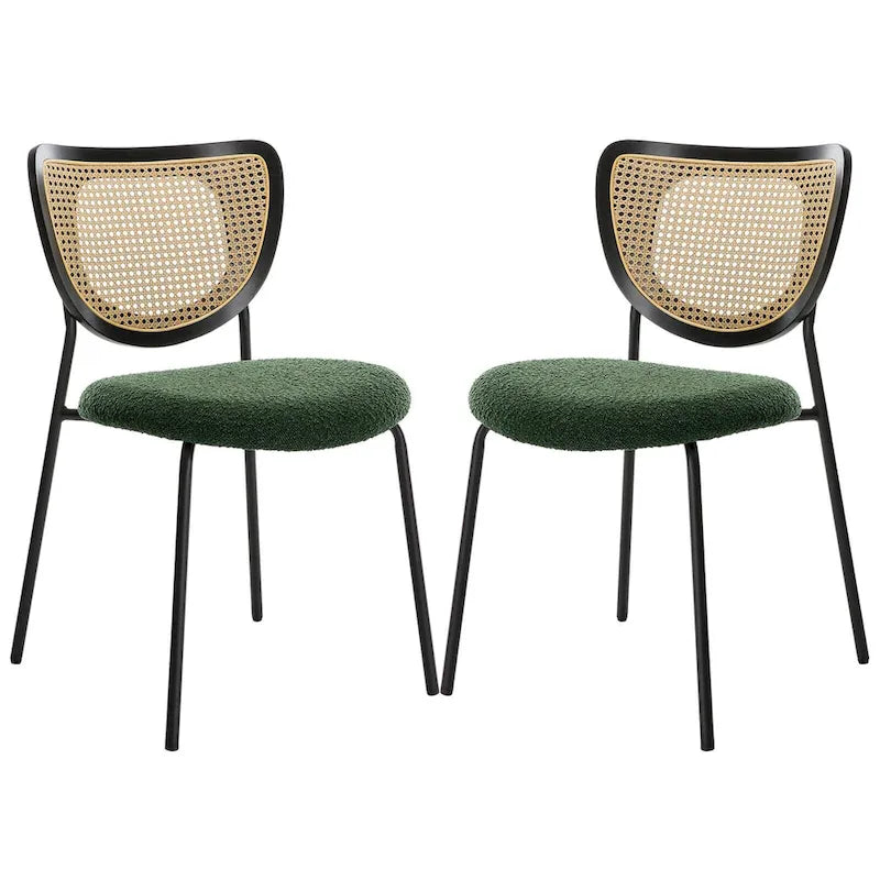 Lot de 2 chaises de salle à manger en rotin tapissées de tissu - 81 cm H x 47,5 cm L x 54,6 cm P