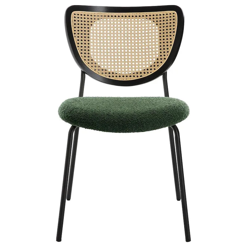 Lot de 2 chaises de salle à manger en rotin tapissées de tissu - 81 cm H x 47,5 cm L x 54,6 cm P