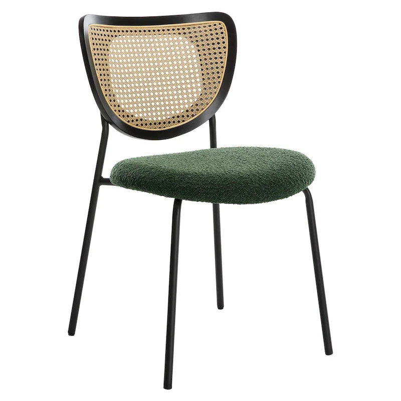 Lot de 2 chaises de salle à manger en rotin tapissées de tissu - 81 cm H x 47,5 cm L x 54,6 cm P