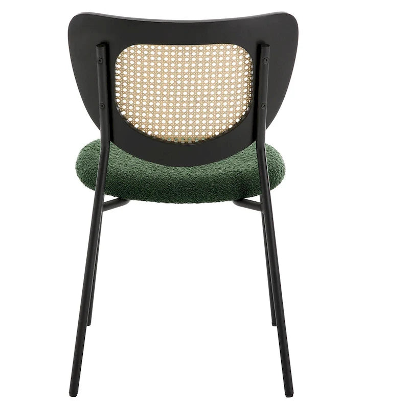 Lot de 2 chaises de salle à manger en rotin tapissées de tissu - 81 cm H x 47,5 cm L x 54,6 cm P