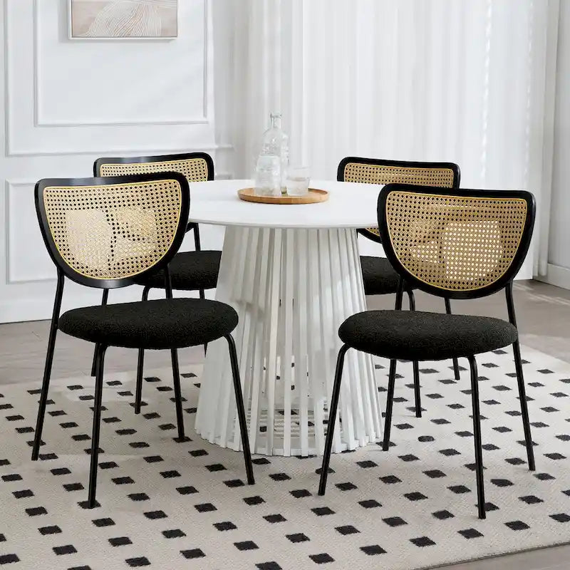Lot de 2 chaises de salle à manger en rotin tapissées de tissu - 81 cm H x 47,5 cm L x 54,6 cm P