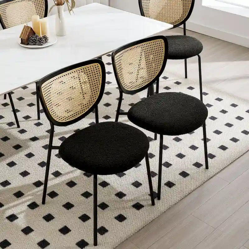 Lot de 2 chaises de salle à manger en rotin tapissées de tissu - 81 cm H x 47,5 cm L x 54,6 cm P