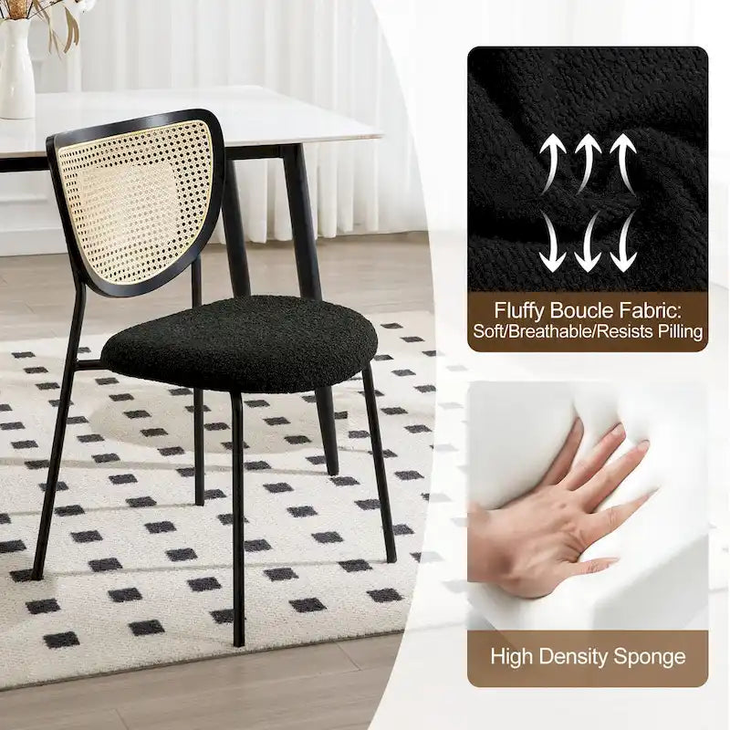 Lot de 2 chaises de salle à manger en rotin tapissées de tissu - 81 cm H x 47,5 cm L x 54,6 cm P