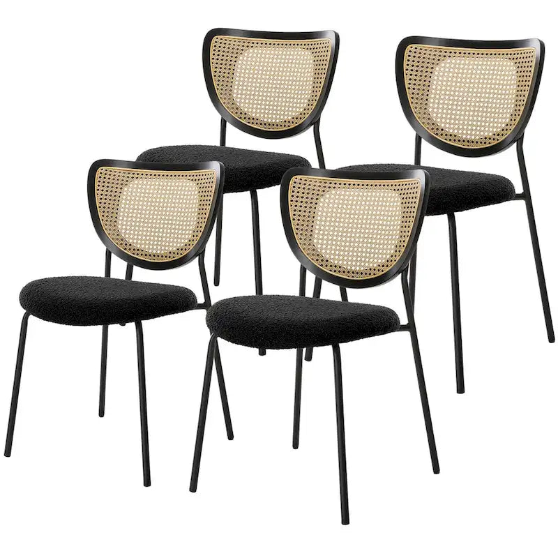 Lot de 2 chaises de salle à manger en rotin tapissées de tissu - 81 cm H x 47,5 cm L x 54,6 cm P