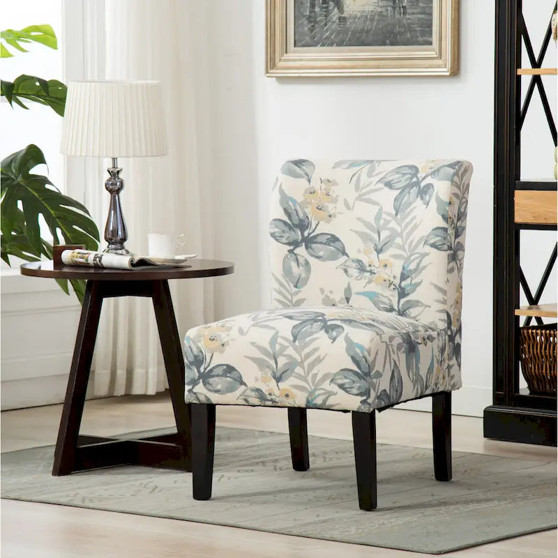 Blue Leaves 29.13 Upholstered Accent Chair