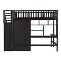Lit mezzanine Twin Pine avec étagère, tiroirs, bureau, armoire et escalier