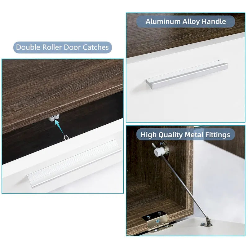 Meuble TV LED moderne de 51 po avec placard, à assembler - 51,18 po x 13,78 po x 17,72 po