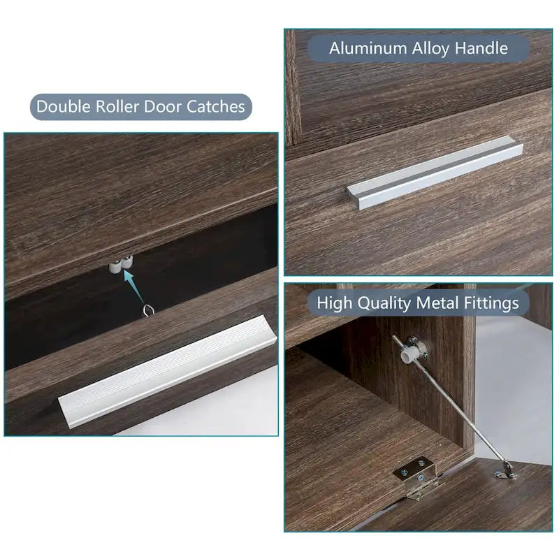 Meuble TV LED moderne de 51 po avec placard, à assembler - 51,18 po x 13,78 po x 17,72 po