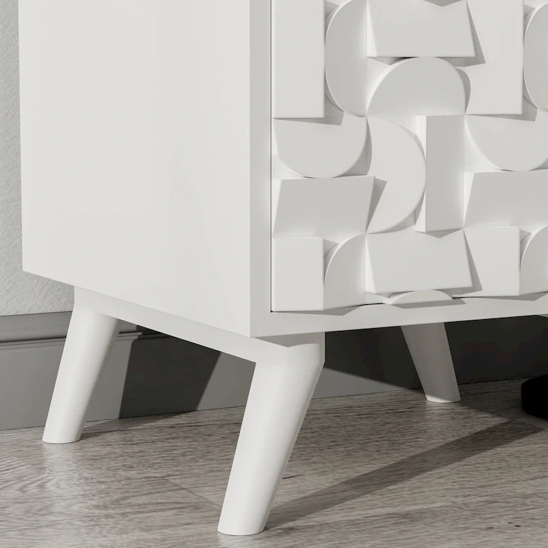 Table de chevet moderne et créative en bois massif avec porte et tiroir