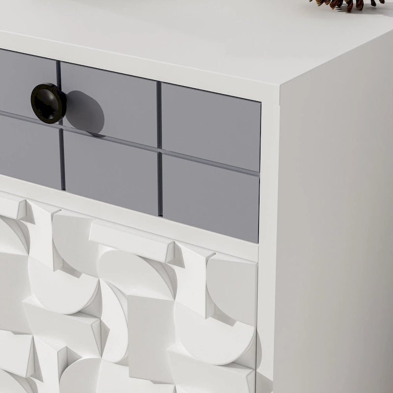 Table de chevet moderne et créative en bois massif avec porte et tiroir