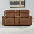 Causeuse inclinable électrique double en cuir avec console