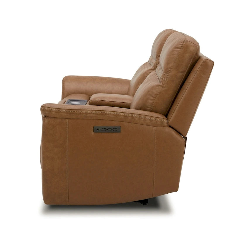 Causeuse inclinable électrique double en cuir avec console