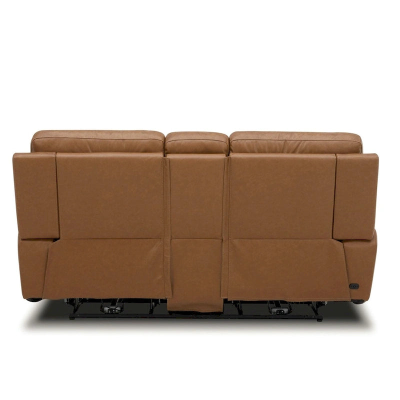 Causeuse inclinable électrique double en cuir avec console