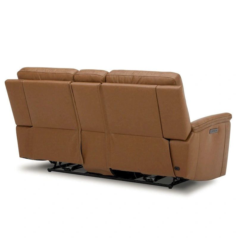 Causeuse inclinable électrique double en cuir avec console