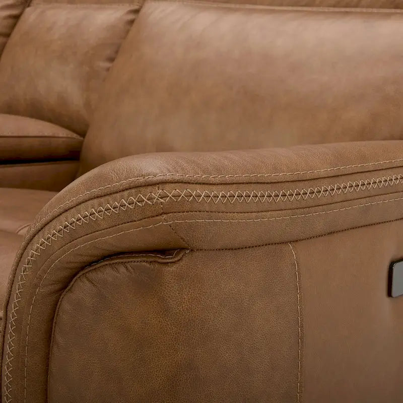 Causeuse inclinable électrique double en cuir avec console