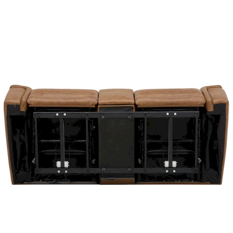 Causeuse inclinable électrique double en cuir avec console