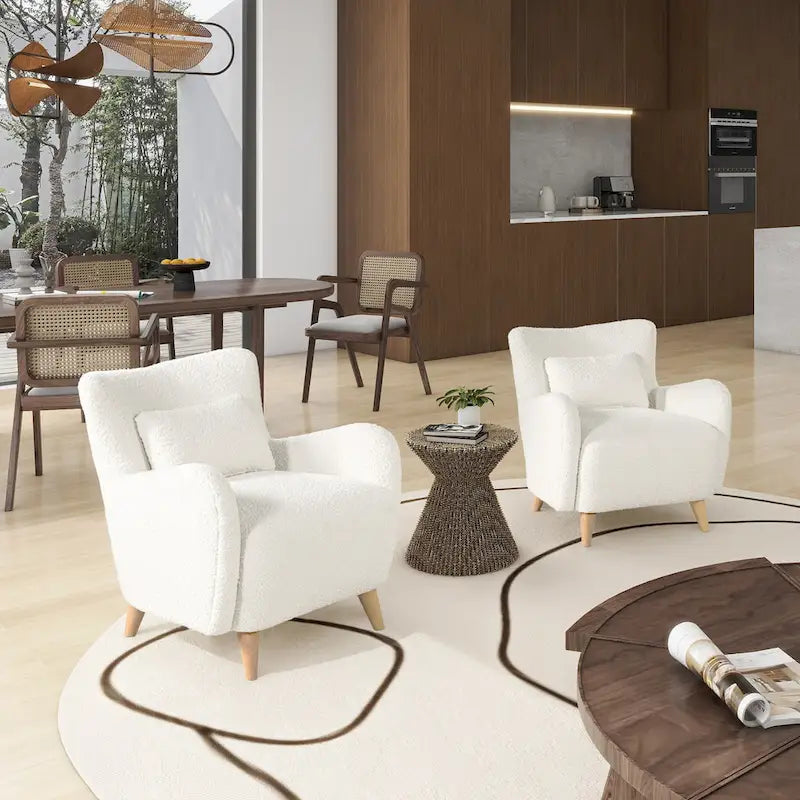 Fauteuil d'appoint à bras incurvés en faux sherpa