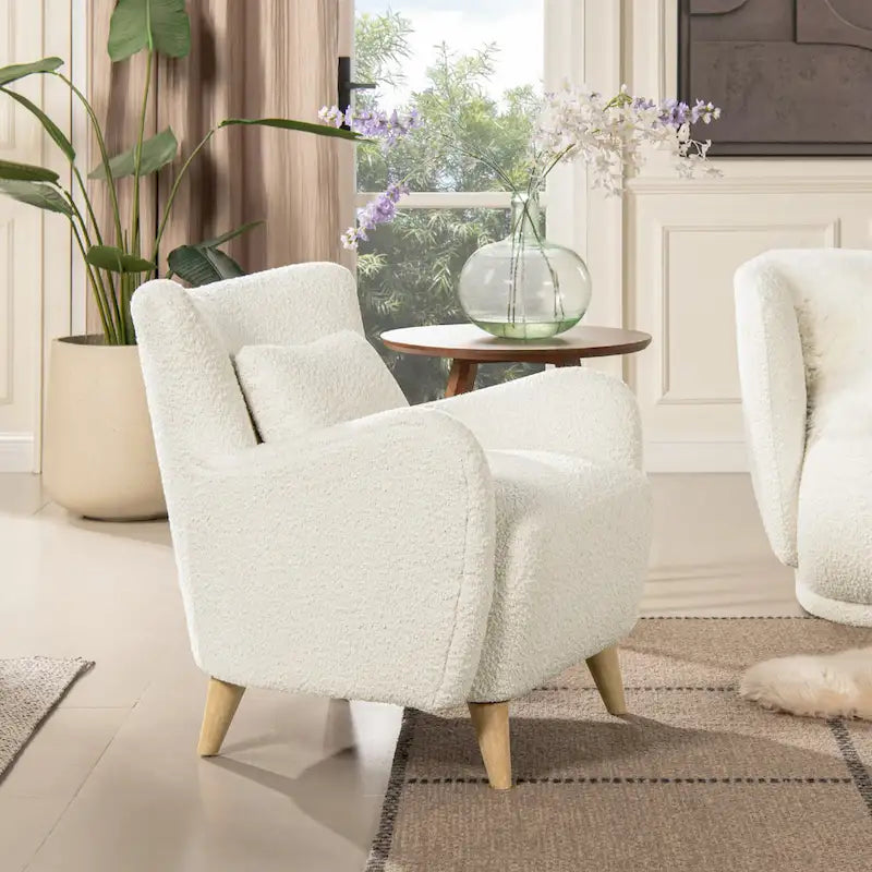 Fauteuil d'appoint à bras incurvés en faux sherpa