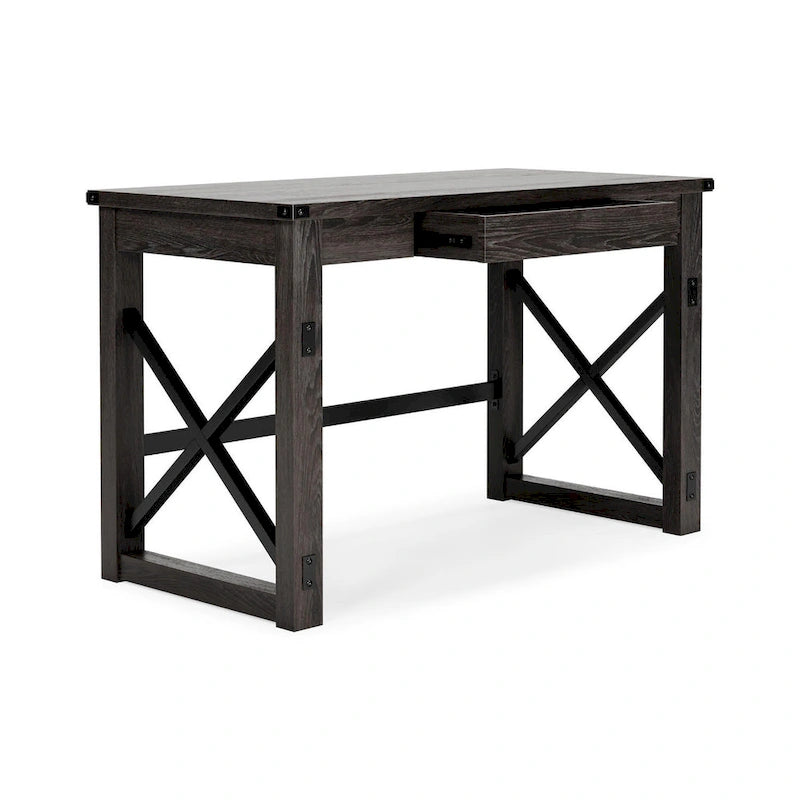 Bureau d'ordinateur pour bureau à domicile brun grisâtre