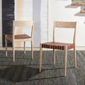 Chaise de salle à manger en cuir (lot de 2) - 18,5 l x 20 P x 31,5 H - 19Lx20Px32H