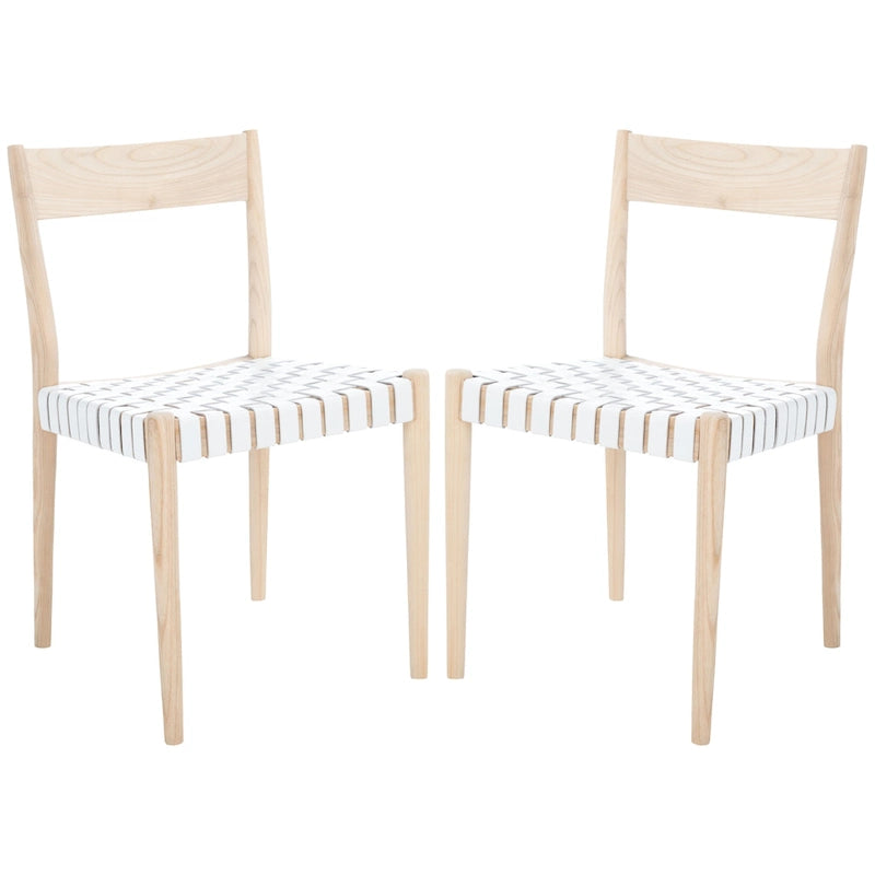 Chaise de salle à manger en cuir (lot de 2) - 18,5 l x 20 P x 31,5 H - 19Lx20Px32H
